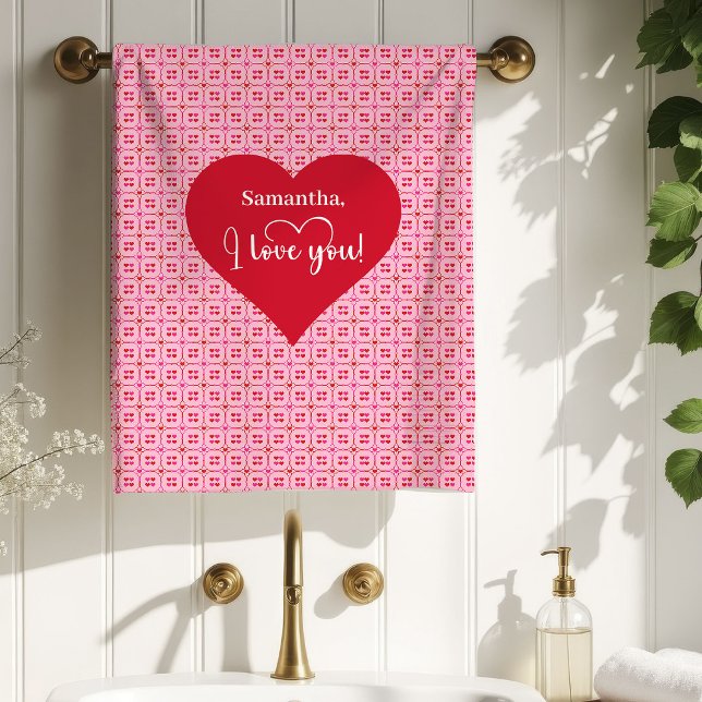 Love Hearts Valentine Bath Towel Gift for Husband Badhandtuch Set (Love Hearts Valentine Bath Towel Gift for Husband)
