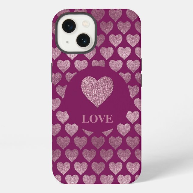LOVE Herzen Glitter-Muster iPhone Hülle (Rückseite)