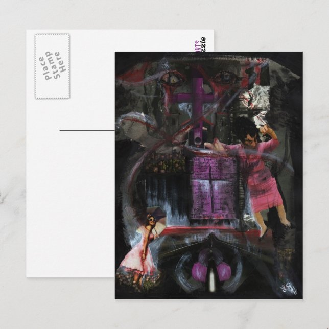 Love Highway Mixed Media Goth Horror Originale Kun Postkarte (Vorne/Hinten)