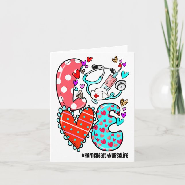 Love Home Health Nurse Life Heart Valentines Day  Karte (Vorderseite)