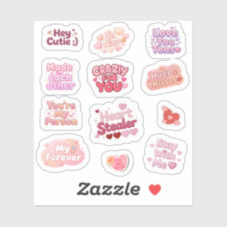 Love & Hugs Y2K Valentine Aesthetic Sticker Set