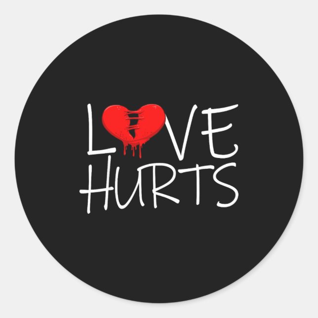 Love Hurts Broken Heart Divorce Breakup Heartbroke Runder Aufkleber (Vorderseite)