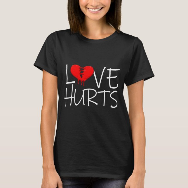 Love Hurts Broken Heart Divorce Breakup Heartbroke T-Shirt (Vorderseite)