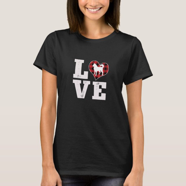 Love Husky Dog Lover Gifts Dog Buffalo Plaid Valen T-Shirt (Vorderseite)