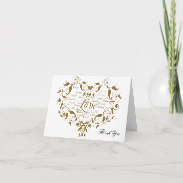 Love in any Language in Gold Thank You card Dankeskarte (Vorderseite)