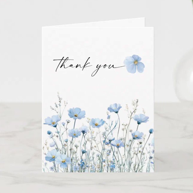 Love in Bloom Blue Bridal Shower Folded Thank You Dankeskarte (Von Creator hochgeladen)