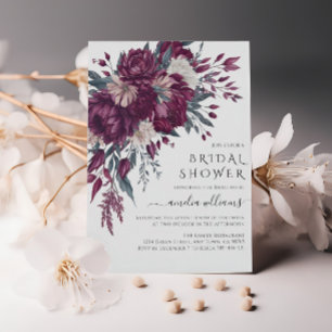 Love in Bloom Blumen Burgunder Creme Brautparty Einladung