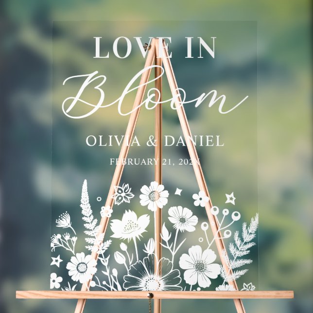 Love in Bloom Custom Wedding Welcome Acrylschild (Neutral)