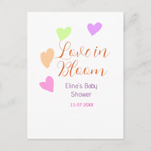 Love in Bloom farbenfrohes Herz Baby Shower Name R Postkarte