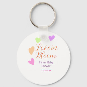 Love in Bloom farbenfrohes Herz Baby Shower Name R Schlüsselanhänger