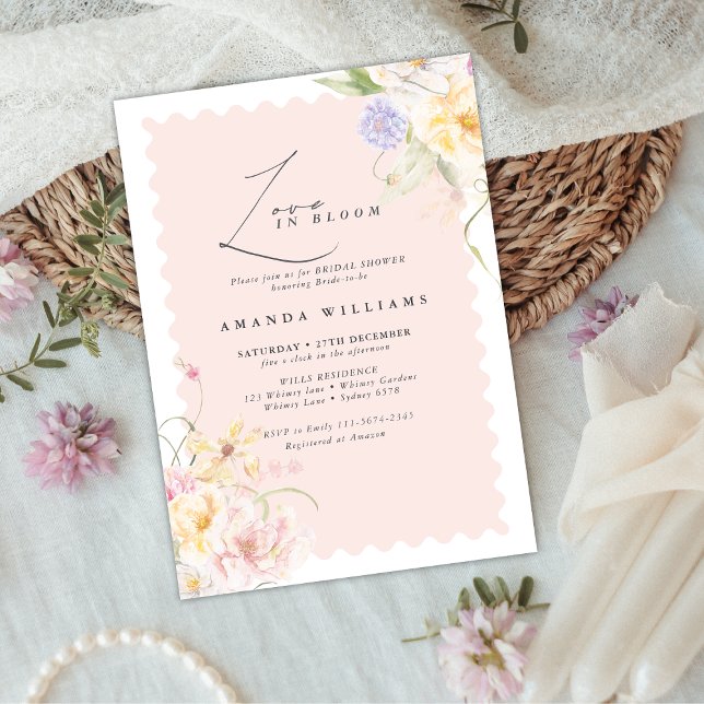 Love in bloom Floral Elegance Bridal Shower  Einladung (Von Creator hochgeladen)