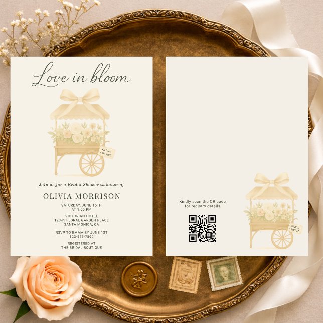 Love in Bloom Flower Market QR Code Bridal Shower Einladung (Von Creator hochgeladen)