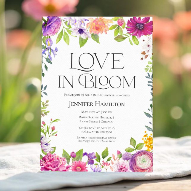 Love in Bloom | Watercolor Floral Bridal Shower Einladung (Von Creator hochgeladen)