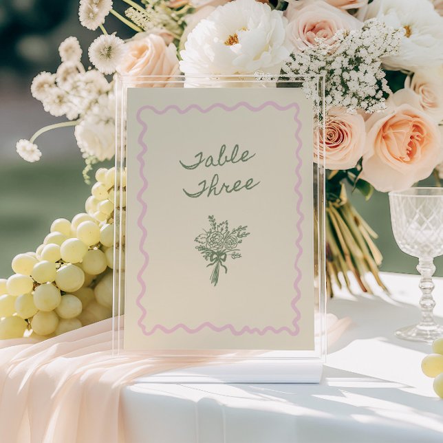 Love in Bloom Whimsical Handwritten Table 3 Card Einladung (Von Creator hochgeladen)