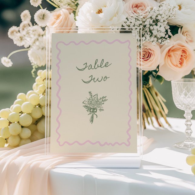 Love in Bloom Whimsical Handwritten Table Two Card Einladung (Von Creator hochgeladen)