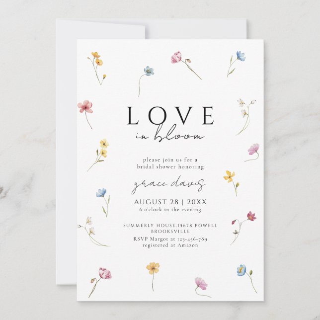 love in bloom Wildflower bridal shower Invitation Einladung (Vorderseite)