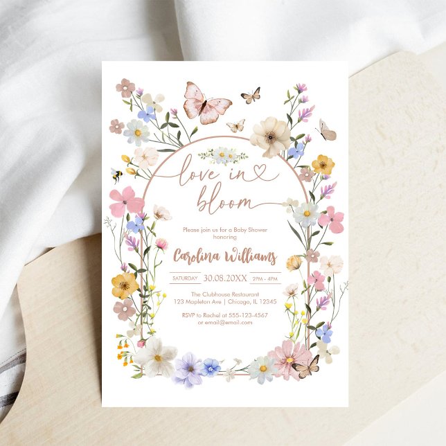 Love In Bloom Wildflower Butterfly Baby Shower Einladung (Von Creator hochgeladen)