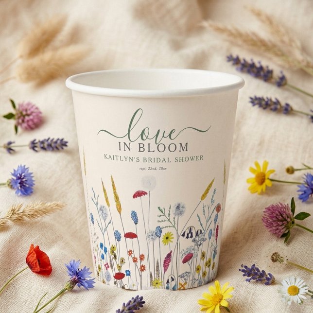 Love in Bloom Wildflower Meadow Bridal Shower Pappbecher (Von Creator hochgeladen)