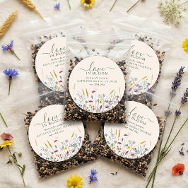 Love in Bloom Wildflower Meadow Bridal Shower Runder Aufkleber