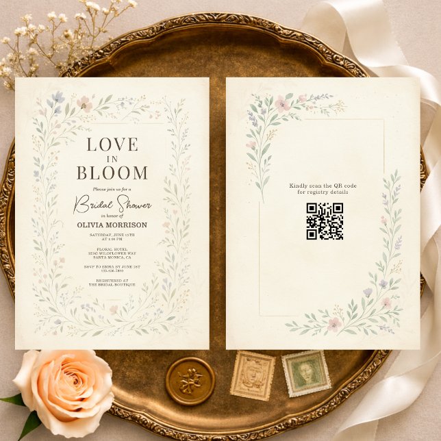 Love in Bloom Wildflower QR Code Bridal Shower Einladung (Von Creator hochgeladen)