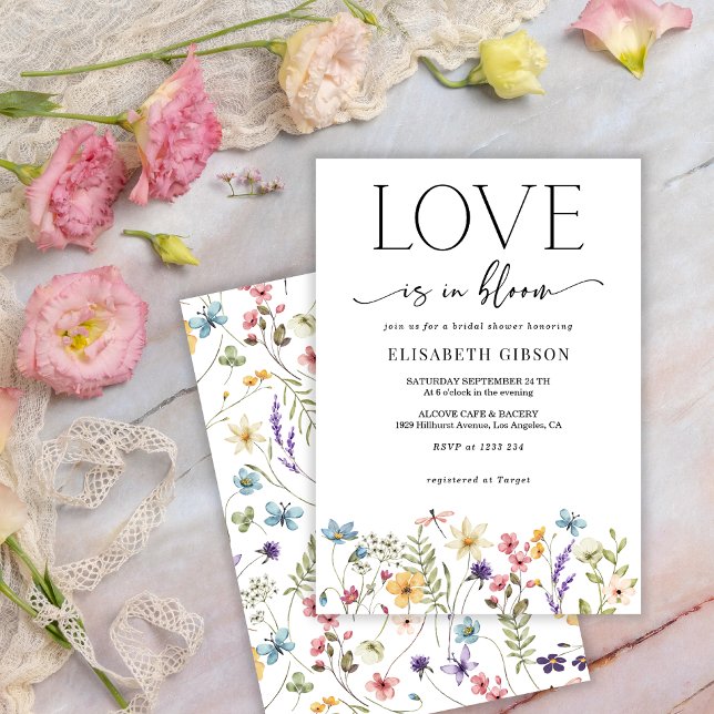 Love in Bloom Wildflowers Butterfly Bridal Shower Einladung (Von Creator hochgeladen)