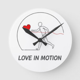 Love In Motion Minimalist Line Art Slogan Tee Runde Wanduhr