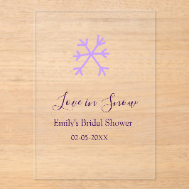 Love in Snow bridal shower purple snowflakes paste Acryleinladungen