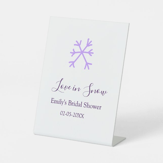 Love in Snow bridal shower purple snowflakes paste Sockelschild (Vorderseite)