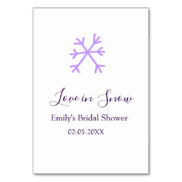 Love in Snow bridal shower purple snowflakes paste Tischnummer