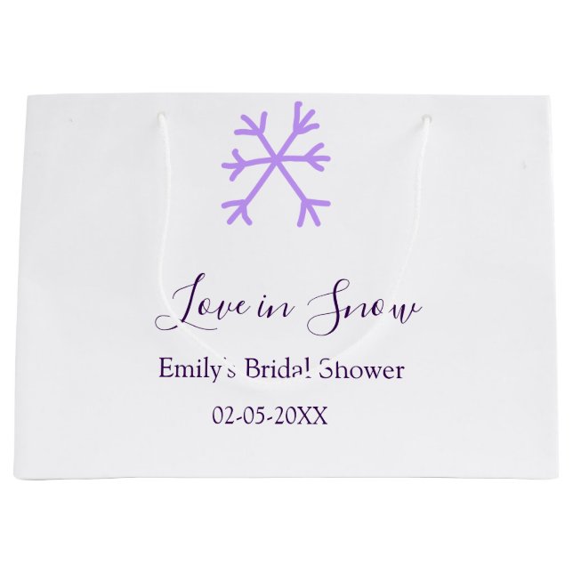 Love in Snow Junggesellinnenabschied lila Schneefl Große Geschenktüte (Vorderseite)