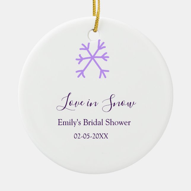 Love in Snow Junggesellinnenabschied lila Schneefl Keramik Ornament (Vorne)