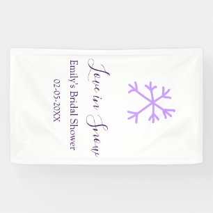 Love in Snow Junggesellinnenabschied lila Schneegl Banner