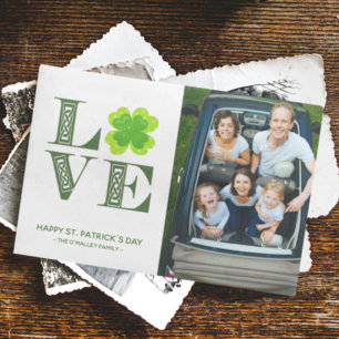 LOVE Irische keltische Shamrock St. Patrick's Day Feiertagskarte
