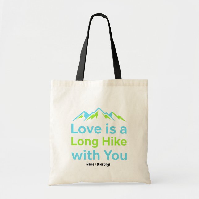 Love is a Long Hike with You Retro Mountain Couple Tragetasche (Vorne)