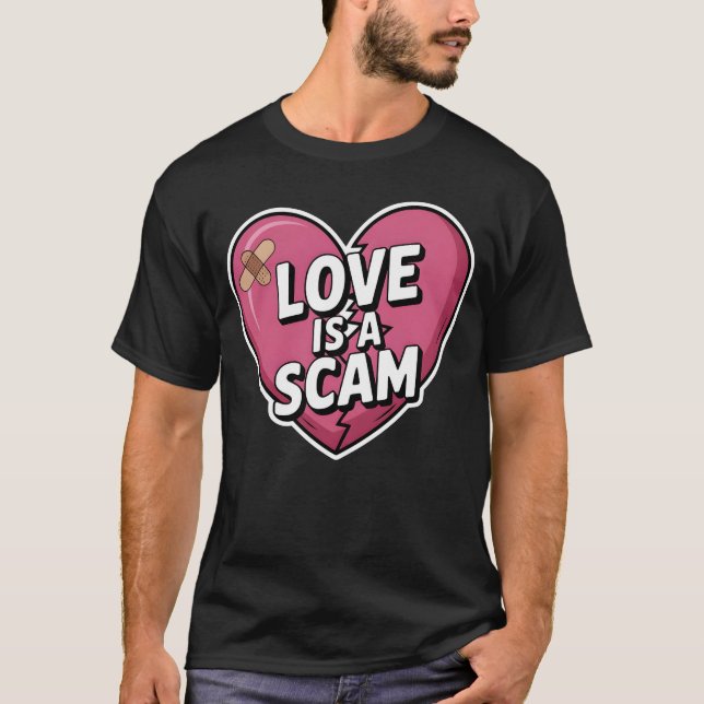Love Is a Scam Anti Valentine Heart T-Shirt (Vorderseite)