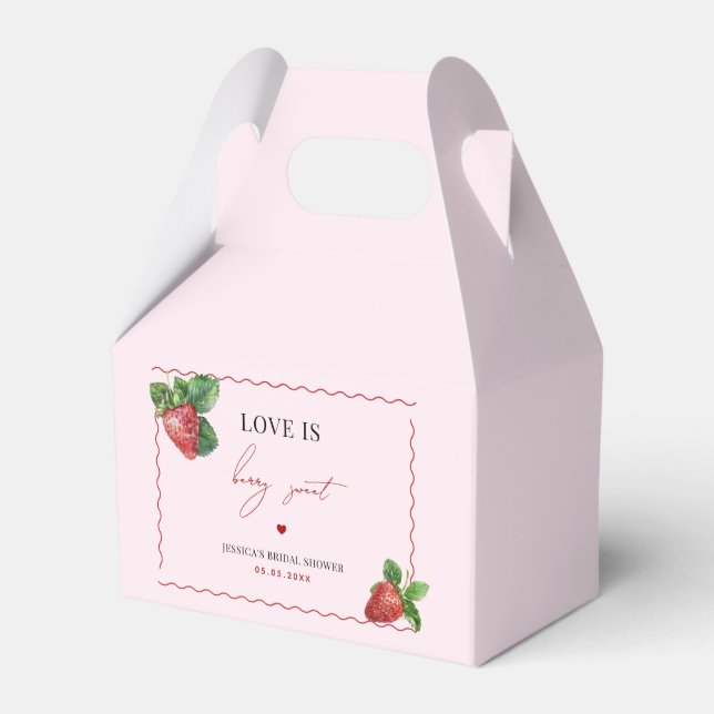 Love is Berry Sweet Pink Strawberry Bridal Shower Geschenkschachtel (Vorderseite)