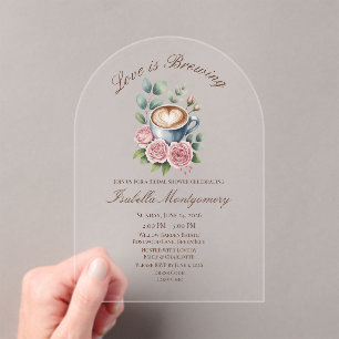 Love Is Brewing Blush Latte Brautparty Acryleinladungen