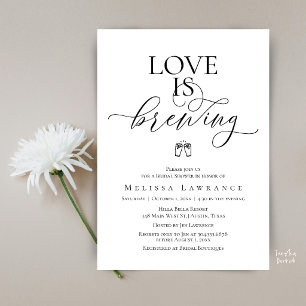 Love Is Brewing Brautparty   Elegante Schrift Einladung