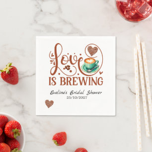Love Is Brewing Brautparty Terrakotta Kaffee Serviette