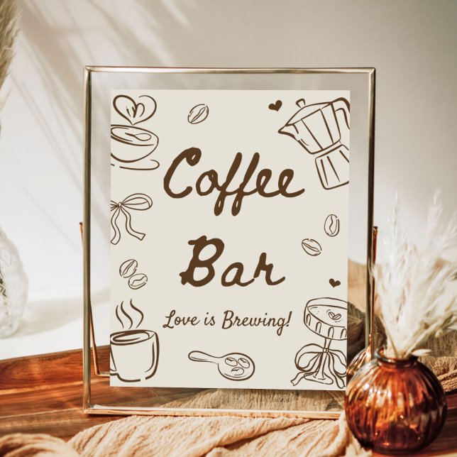 Love is Brewing Bridal Shower Coffee Bar Poster (Von Creator hochgeladen)