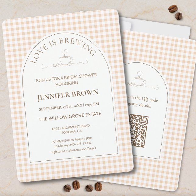 Love Is Brewing Bridal Shower Invitation | Coffee  Einladung (Von Creator hochgeladen)