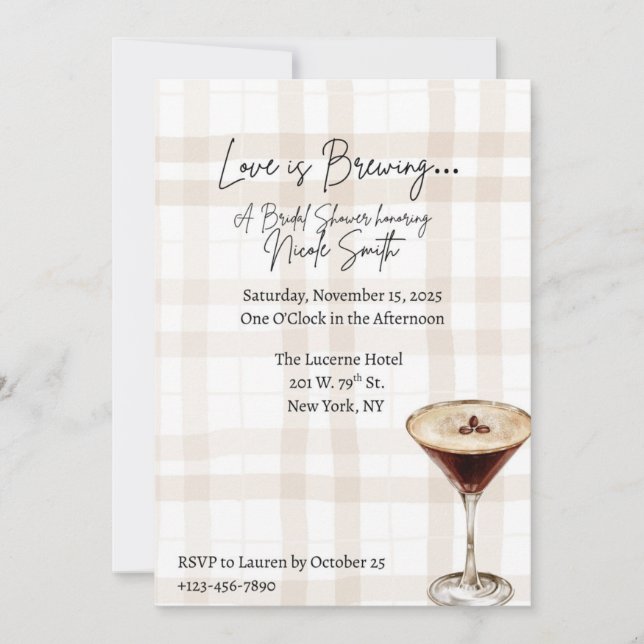 Love is Brewing Bridal Shower Invitation Einladung (Vorderseite)