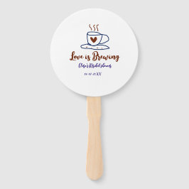 Love is Brewing brown blue bridal shower add name  Fächer
