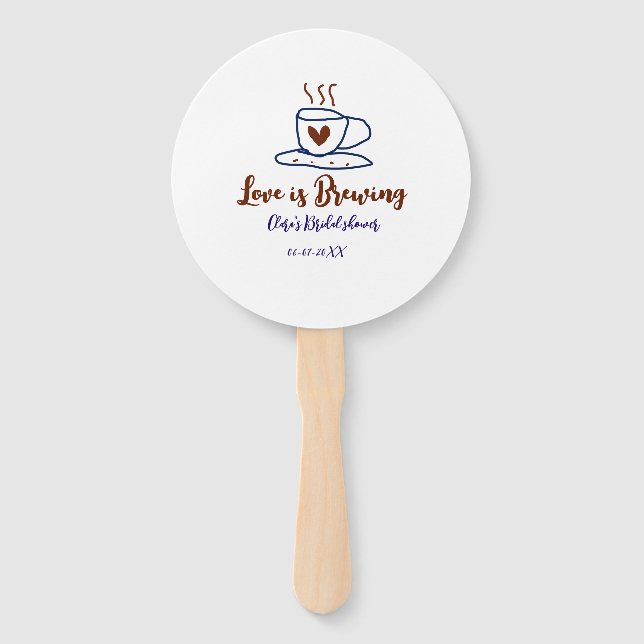 Love is Brewing brown blue bridal shower add name  Fächer (Vorderseite)