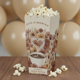 Love is Brewing Brown Floral Coffee Heart Bridal Geschenkschachtel