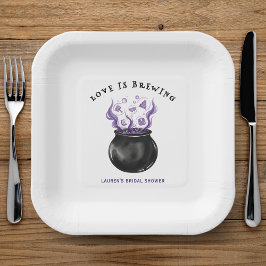 Love is Brewing Cauldron Halloween Bridal Shower Pappteller