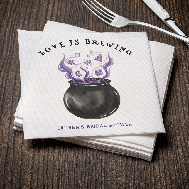 Love is Brewing Cauldron Halloween Bridal Shower Serviette (Love is Brewing Cauldron Halloween Bridal Shower Napkins
)