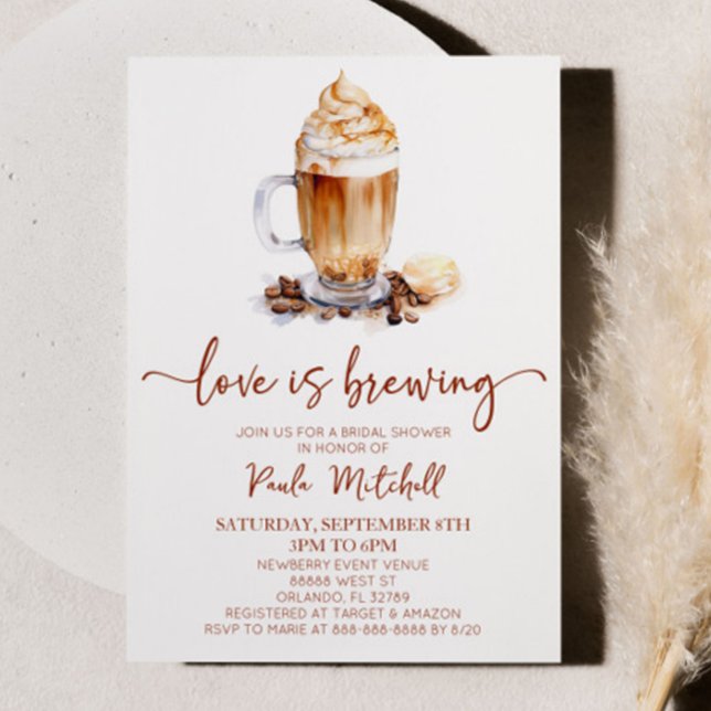 Love Is Brewing Coffee Beans Bridal Shower Einladung (Von Creator hochgeladen)