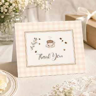 Love Is Brewing Coffee Boho Beige Benutzerdefinier Dankeskarte