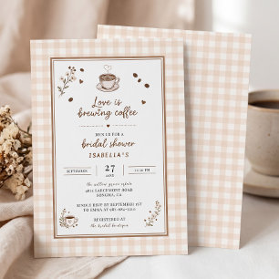 Love Is Brewing Coffee Boho Beige Benutzerdefinier Einladung